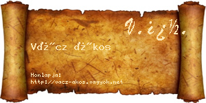 Vácz Ákos névjegykártya